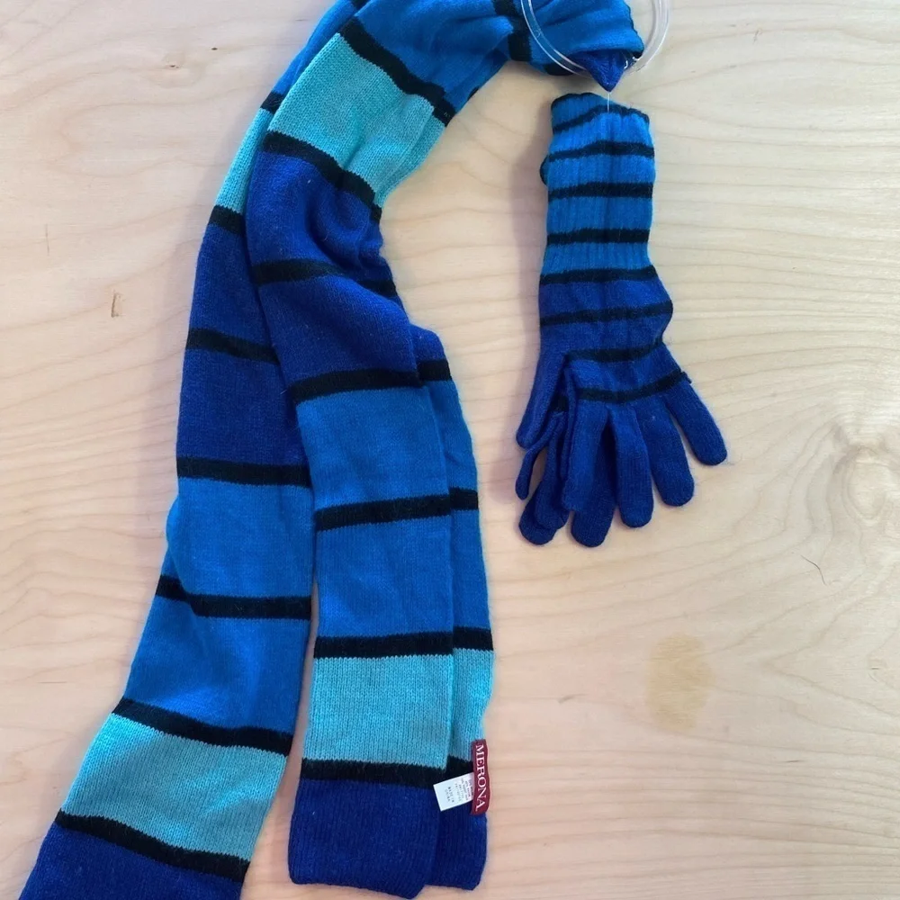 Merona Scarf and Gloves Set Made with 10% Rabbit Hair (DX)